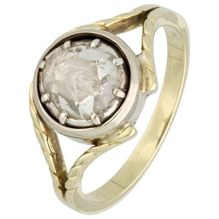 14-karätiger Bicolor-Goldring, besetzt mit einem D