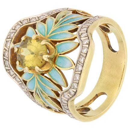 Anello MASRIERA in oro giallo 18 carati smaltato, 