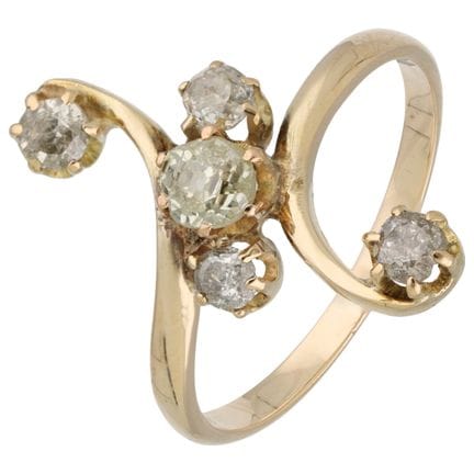 Ring aus 14-karätigem Gelbgold, besetzt mit Diaman