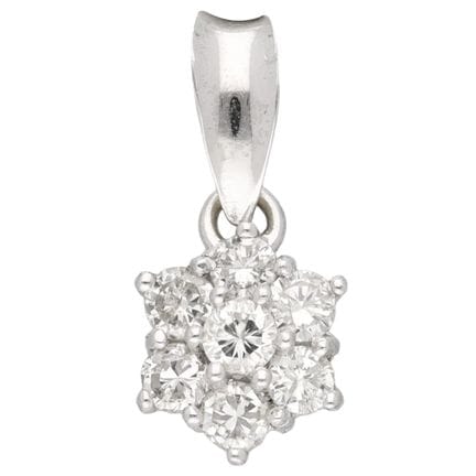 Pendentif en or blanc 18 carats de style « cluster
