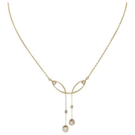 Collier « négligé » en or jaune 14 carats, serti d