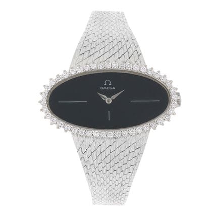No Reserve - Omega Oval « Onyx » Cocktail 18 carat