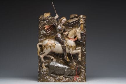 Eine geschnitzte, polychrome und vergoldete Altarg