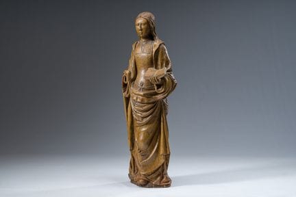 Eine flämische, geschnitzte Eichenholzfigur der „H
