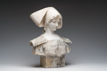 Italian school: Bust of a woman, alabaster, ca. 19