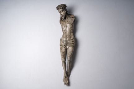 Corpus Christi flamand en bois sculpté et décoré d