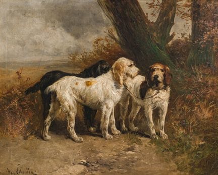 Henri Schouten (1860–1927): Drei Jagdhunde in eine