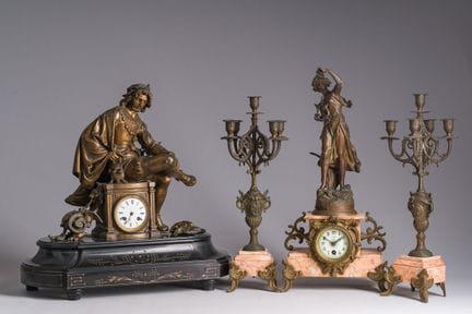 Ensemble d'horlogerie en trois pièces « le joueur 