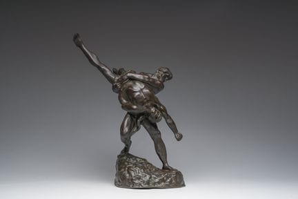杰夫·兰博（Jef Lambeaux，1852–1908）：《摔跤手》，棕色古铜色青铜，铸造厂标记“