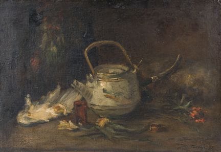J.B. Toorop (19. Jh.): Stillleben mit Teekanne, Öl