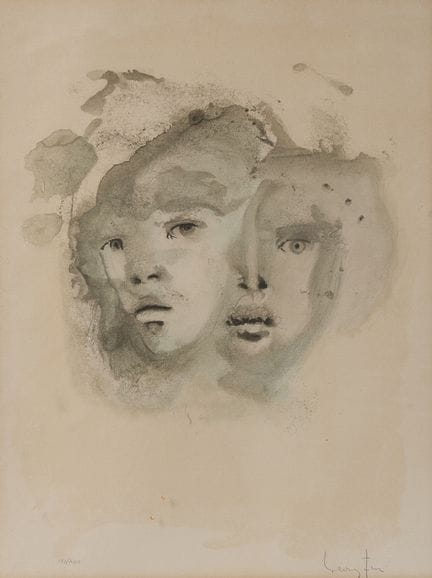 Leonor Fini (1907–1996): Zwei Mädchen, Lithografie