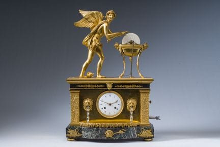 Exceptionnelle horloge de cheminée française en br
