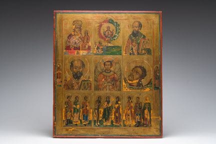 Eine große russisch-orthodoxe „Heiligen“-Ikone mit