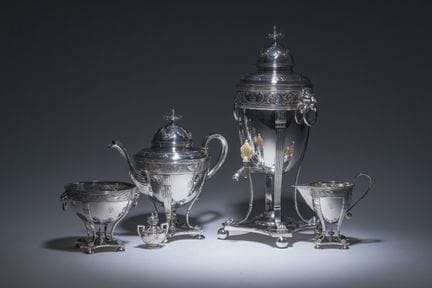 Service à thé danois en argent de style Louis XVI,