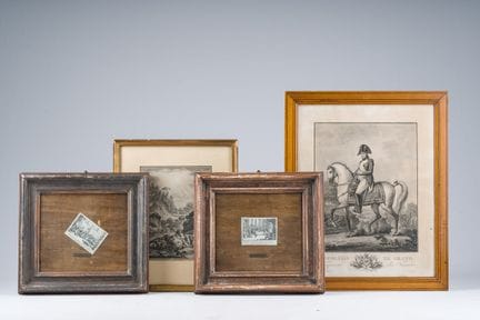 Eine vielfältige Sammlung von Druckgrafiken mit We