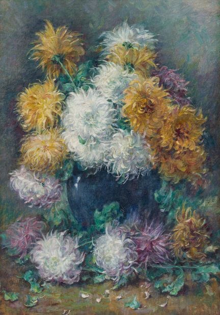 Léon Houbaer (1861–1935): Blumenstillleben, Öl auf