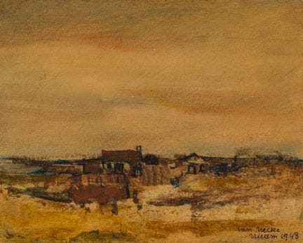Willem Van Hecke (1893–1976): Landschaft mit Häuse
