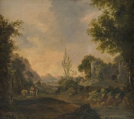 Französische Schule: Lebendige Landschaft im itali
