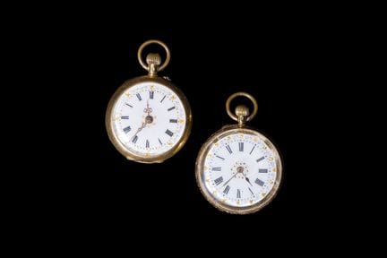 Deux montres de poche suisses en or 18 carats avec