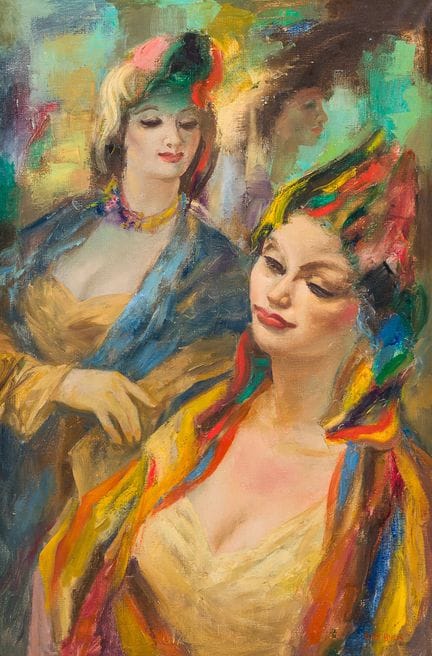 Raphael De Buck (1902–1986): Kurtisanen, Öl auf Le