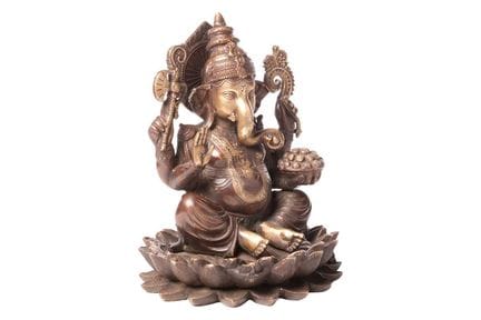 Statue en bronze représentant Ganesha, assis sur u