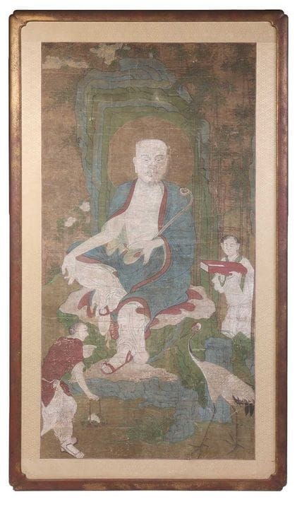 Grande peinture bouddhiste chinoise de l'école de 