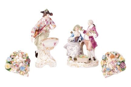 Un ensemble de figurines en porcelaine de Meissen 