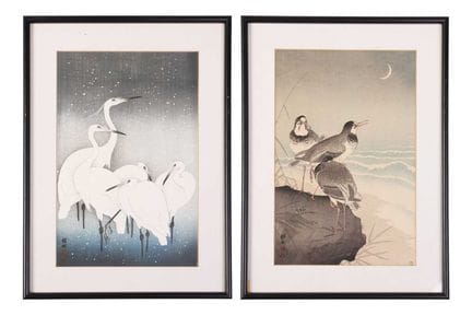 Deux estampes japonaises d'après Ohara Koson : « U