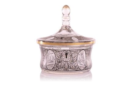 Bol et couvercle en verre de style Art nouveau du 