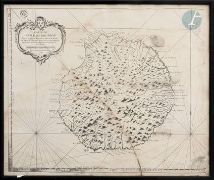 Framed piece
Map of the Isle of Bourbon
Printed on