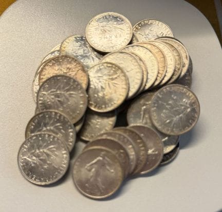 Lot de pièces de1F argent la plupart de 1915, 1916