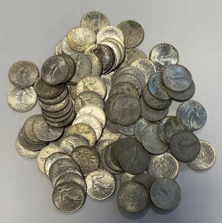 Umfangreiche Sammlung von 50-Centime-Silberfranken