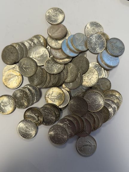 Umfangreiche Sammlung von 2-Franc-Silbermünzen, ha