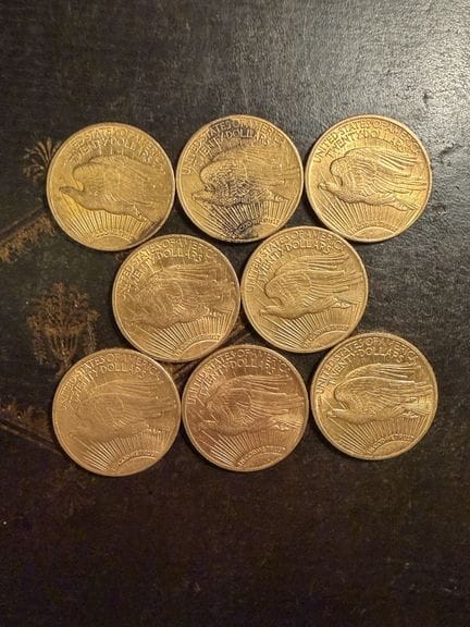 8 x 20 USD in Gold aus dem Jahr 1922 
Gewicht: 268