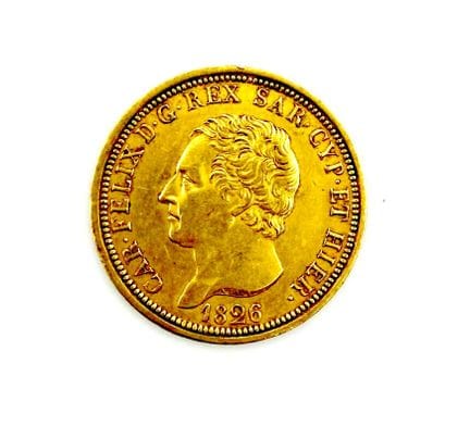 Une pièce en or de 80 Lires 1826 (Italie)
P : 25,8