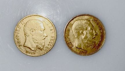 Deux pièces en or de 20 Francs Leopold II 1868 et 