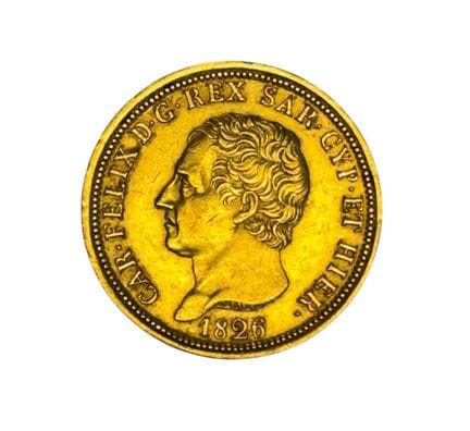 Una moneta d'oro da 80 lire del 1826 (Italia)
Peso