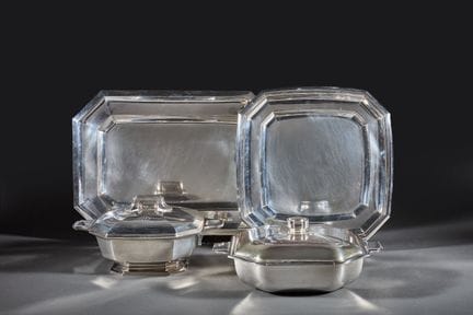 KELLER (silversmith)
Silver tray with a square, st