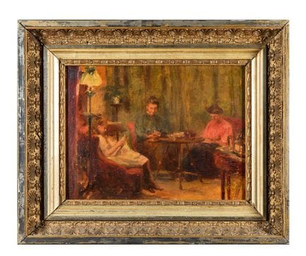 Marcel RIEDER, attribué à 
Après le dîner
Huile su
