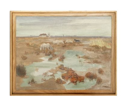 伊夫·布雷耶（Yves BRAYER，1907-1990）
卡马格的马群 
布面油画
右下角签名 
