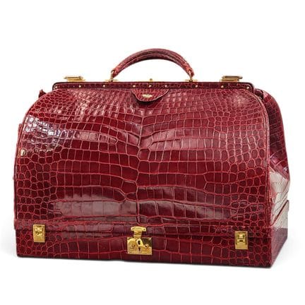 HERMES Paris - Large burgundy crocodile leather tr