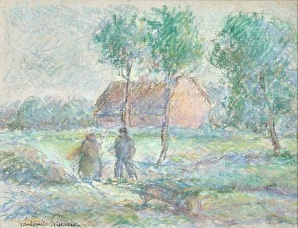 保罗-埃米尔·皮萨罗（1884-1972），又名保罗埃米尔·皮萨罗
《手推车风景》
粉彩画
左下角签