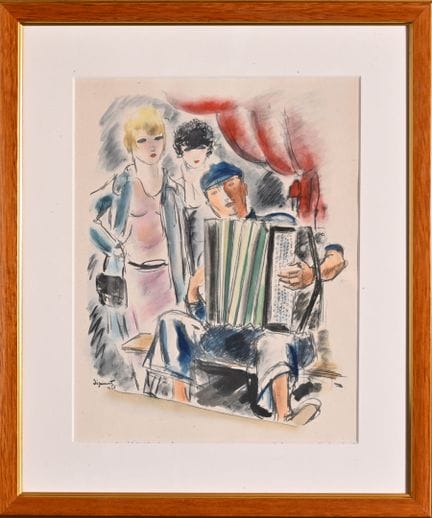 安德烈·迪尼蒙（1891—1965）
手风琴演奏家
玻璃框装裱版画，版面上签名并注明创作日期
32 