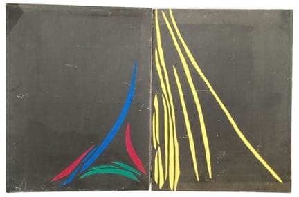 Ensemble de deux peintures modernes : 

École du X