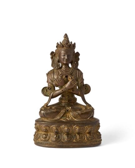 Eine tibetische, vergoldete Figur des Vajradhara a