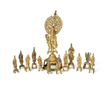 Statue chinoise en bronze doré représentant un bod
