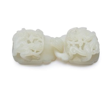 Boucle de ceinture et crochet en jade blanc chinoi