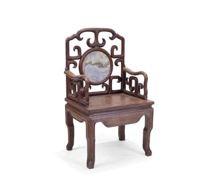 Fauteuil chinois en bois dur incrusté de marbre

X
