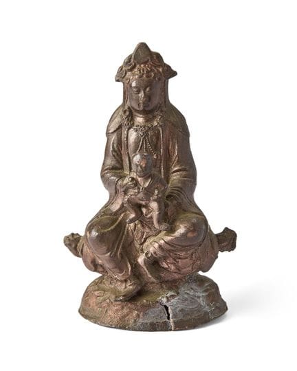 Statue chinoise en alliage de cuivre représentant 