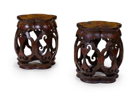 Paire de tabourets chinois de forme cylindrique, e